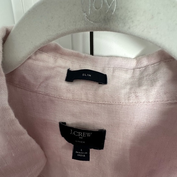 J Crew. Men’s Linen Button Down Pink Shirt. Large - Picture 2 of 3